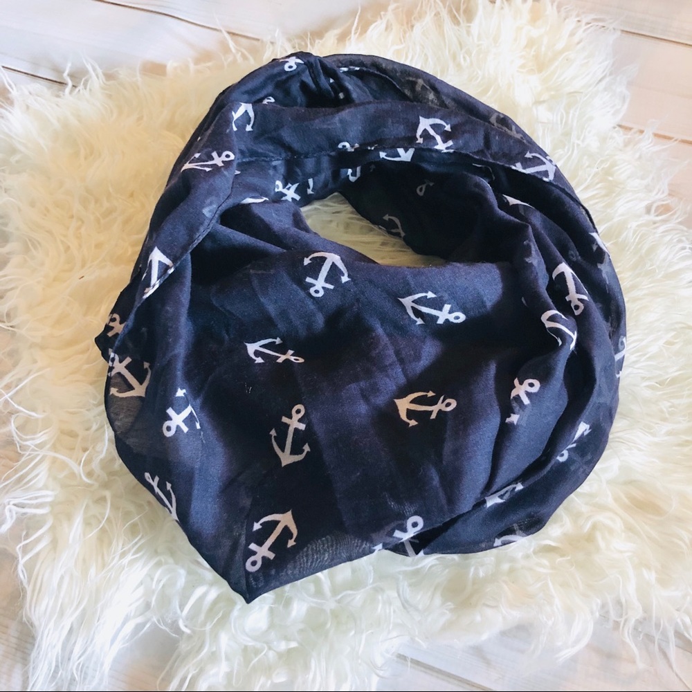 Navy Anchor Infinity Scarf
